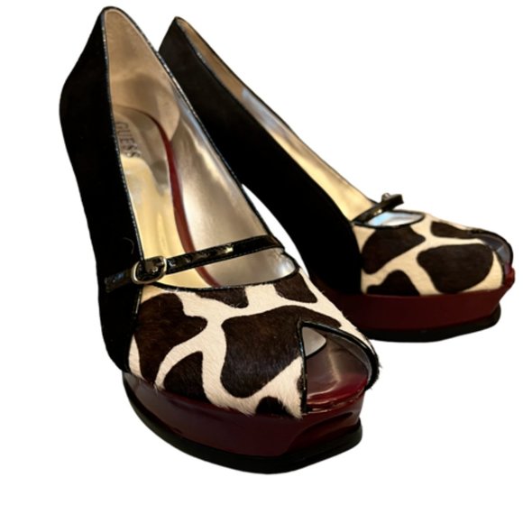 Guess by Narciano Hair on hide print heels 8M - Picture 2 of 5